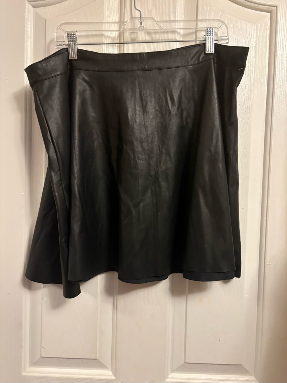 Women's Black Faux Leather A-Line Skirt